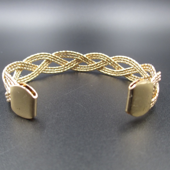 Vintage Simple Gold Tone Braided Cuff Bracelet - Picture 3 of 6